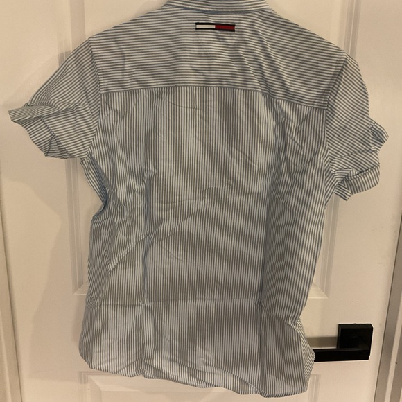 Tommy Hilfiger - Butter Down Short Sleeve Striped Shirt - Blue - Ladies Size 8 - Picture 5 of 11